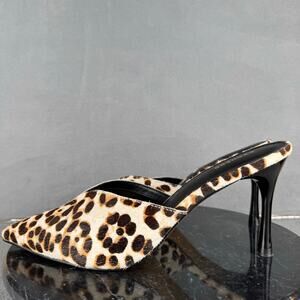Express Platform Pump Heels Leopard Print Haircalf Women’s Size 9.5 US